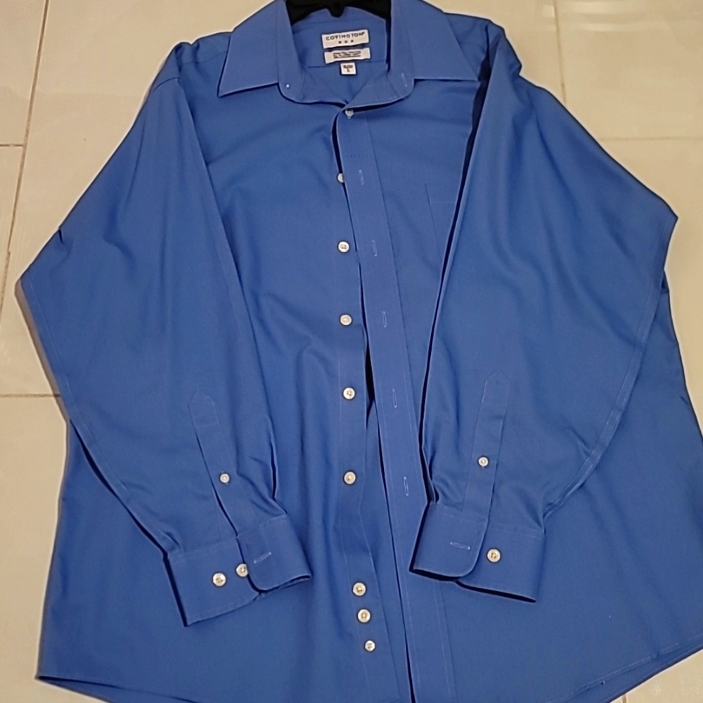 Blue make dress shirt, sleeve 22", length 30, width 25"